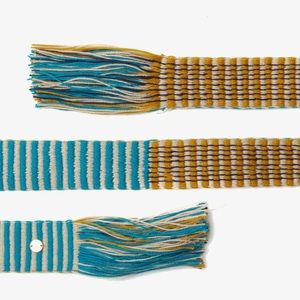 Guanabana Hand Woven Teal and Gold Fringe Belt